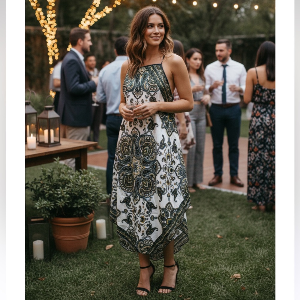 Elegant Paisley Print Dress